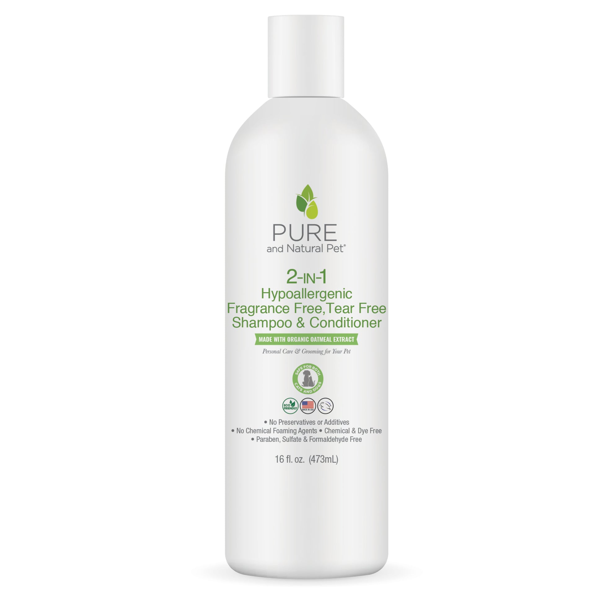 2-in-1 Hypoallergenic Fragrance Free Tear Free Shampoo & Conditioner - Pure and Natural Pet