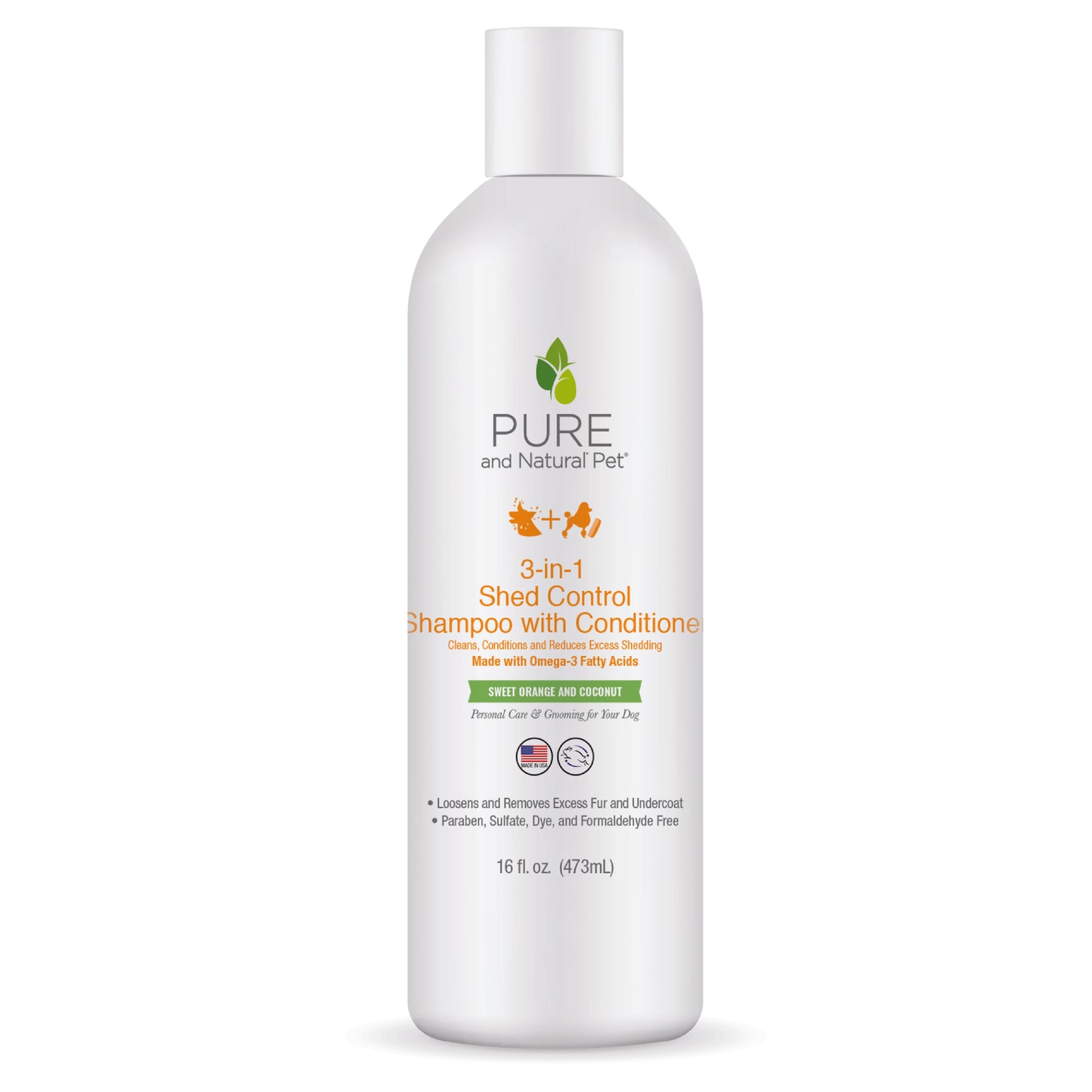 3-in-1 Shed Control Shampoo with Conditioner (Sweet Orange & Coconut) - Pure and Natural Pet