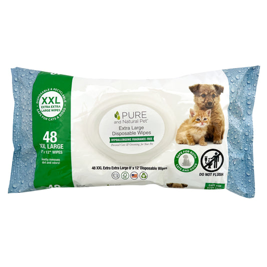 Extra Extra Large Disposable Wipes (Hypoallergenic Fragrance-Free) - Pure and Natural Pet