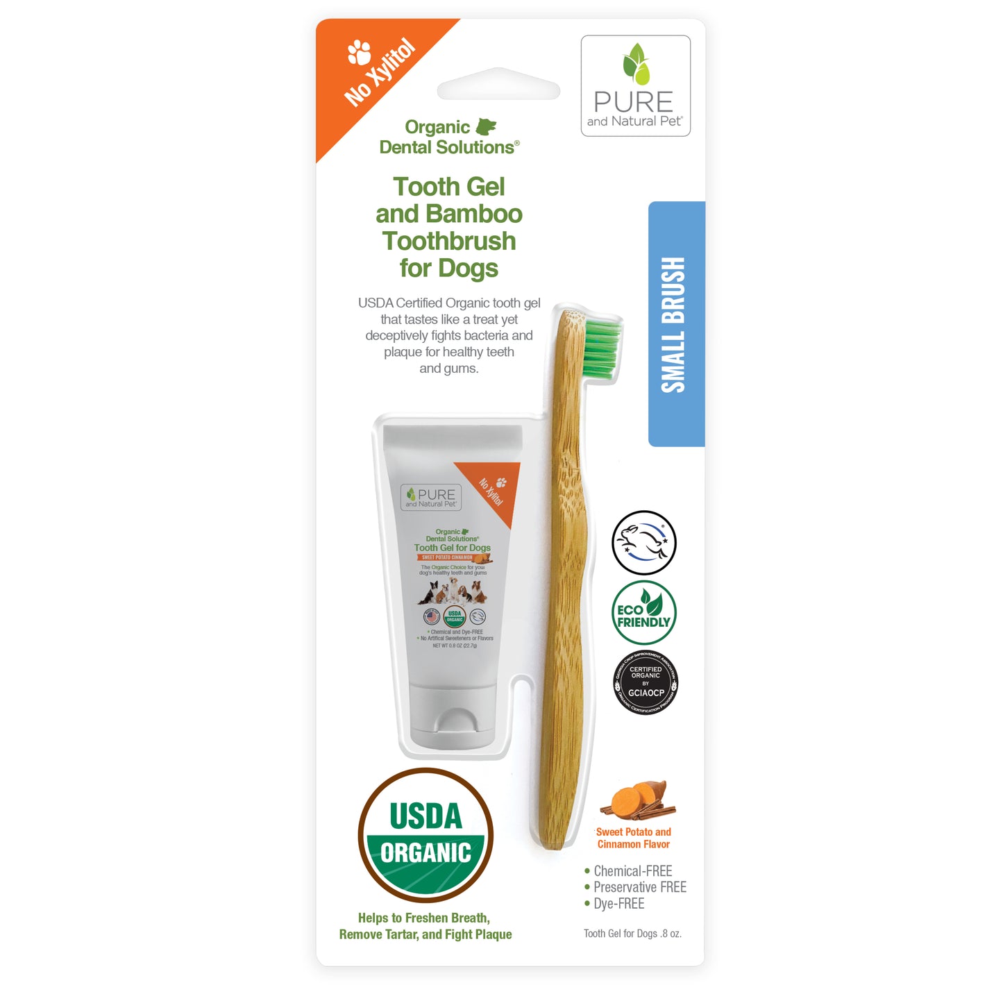 Tooth Gel and Bamboo Toothbrush for Small Dogs - Organic Dental Solutions® - Pure and Natural Pet