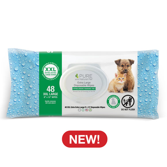 Extra Extra Large Disposable Wipes ( Hypoallergenic Fragrance-Free) - Pure and Natural Pet