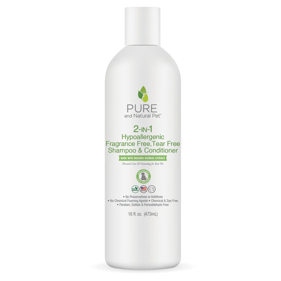 2-IN-1 Hypoallergenic Fragrance Free Tear Free Shampoo & Conditioner - Pure and Natural Pet