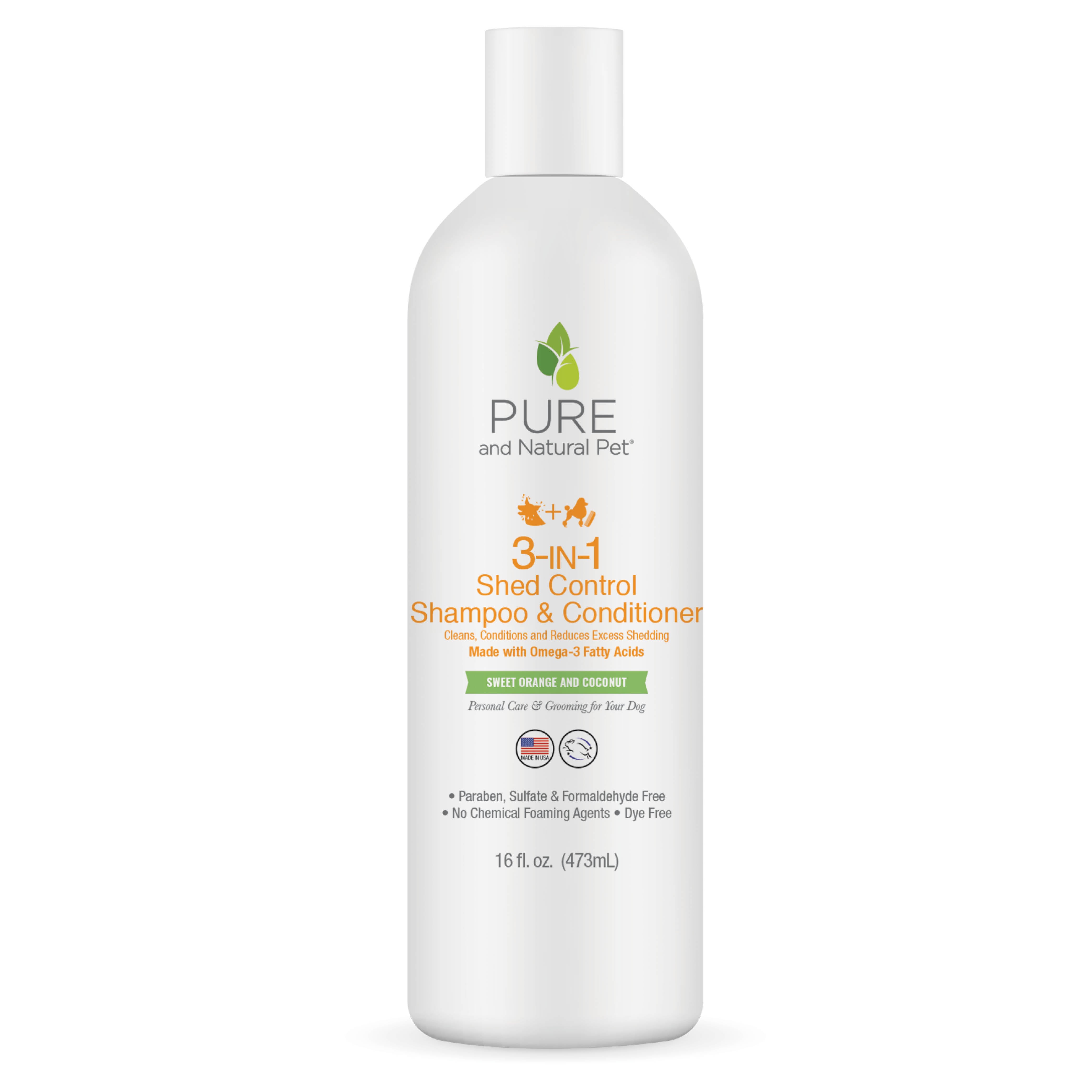 3 IN 1 Shed Control Shampoo Conditioner Sweet Orange Coconut PURE AND NATURAL PET