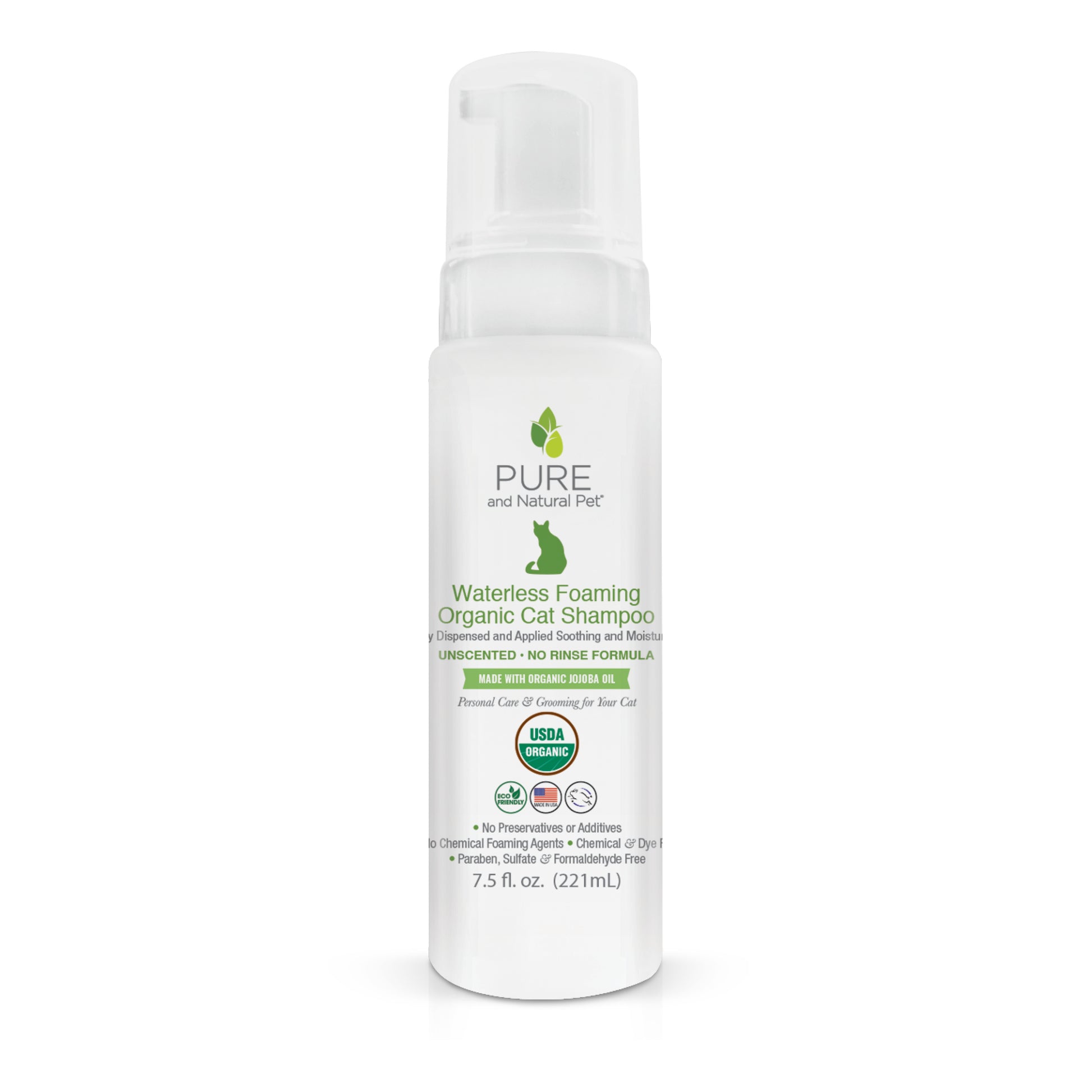 Organic Waterless Foaming Cat Shampoo - Pure and Natural Pet