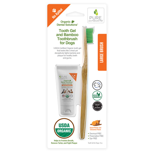 Tooth Gel and Bamboo Toothbrush for Large Dogs - Organic Dental Solutions® - Pure and Natural Pet