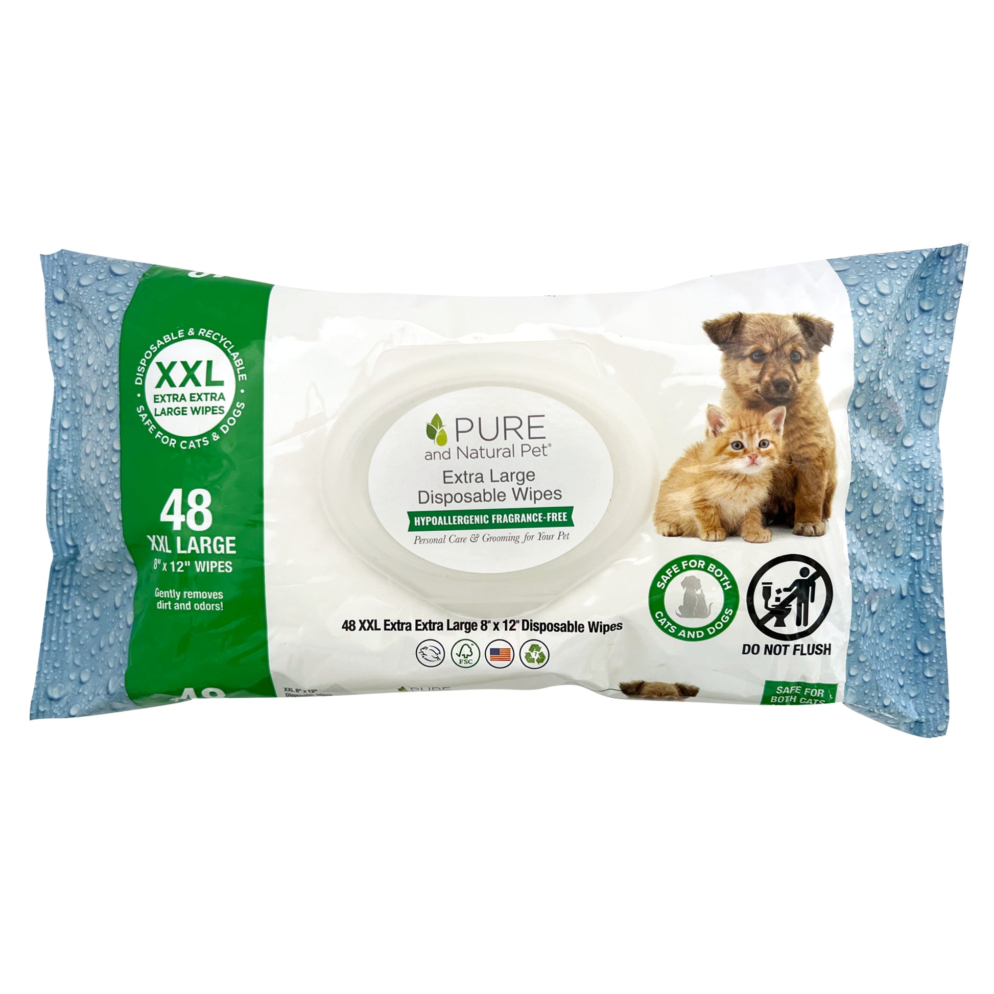 Extra Extra Large Disposable Wipes (Hypoallergenic Fragrance-Free) - Pure and Natural Pet