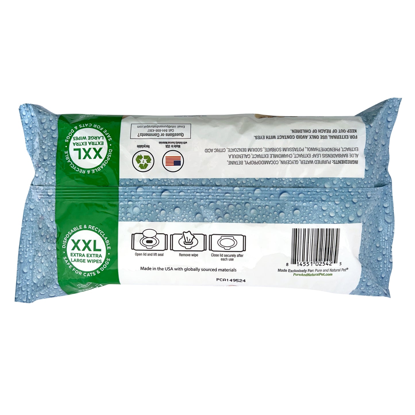 Extra Extra Large Disposable Wipes (Hypoallergenic Fragrance-Free) - Pure and Natural Pet