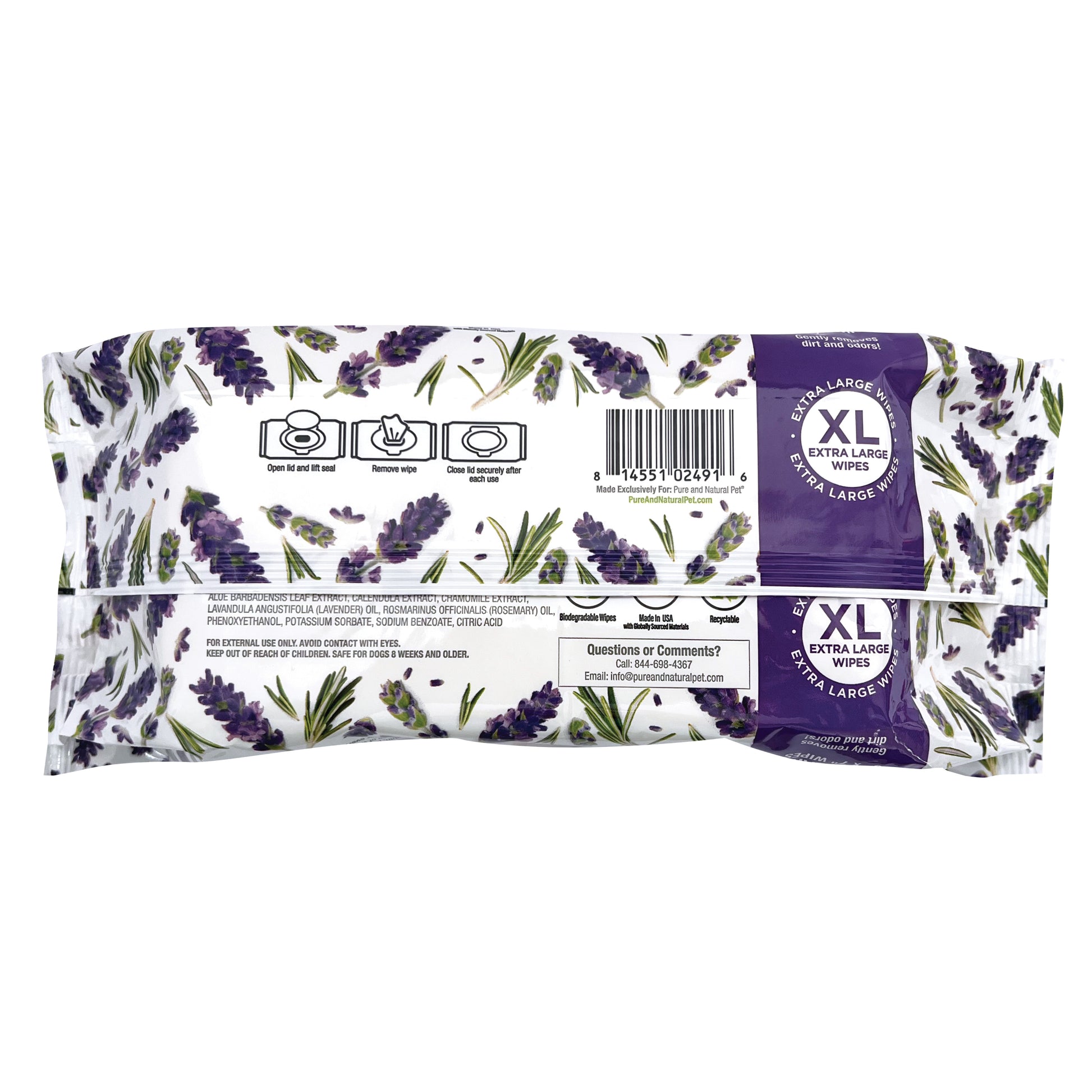 Grooming and Cleansing Wipes (Lavender and Rosemary) - Pure and Natural Pet