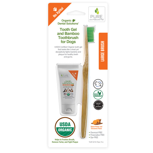 Tooth Gel and Bamboo Toothbrush for Large Dogs - Organic Dental Solutions® - Pure and Natural Pet