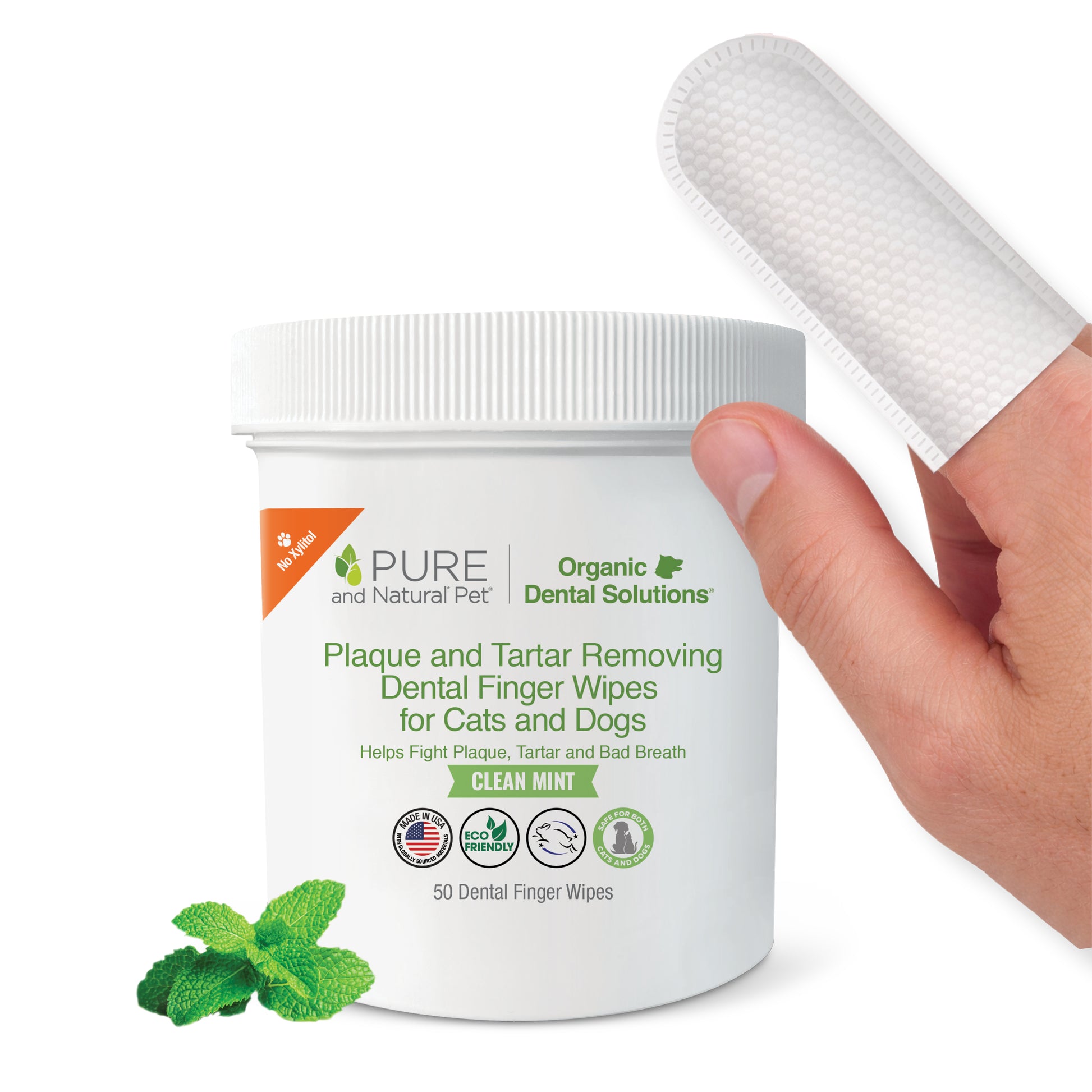 Plaque and Tartar Removing Dental Finger Wipes for Cats and Dogs - Organic Dental Solutions® - Pure and Natural Pet