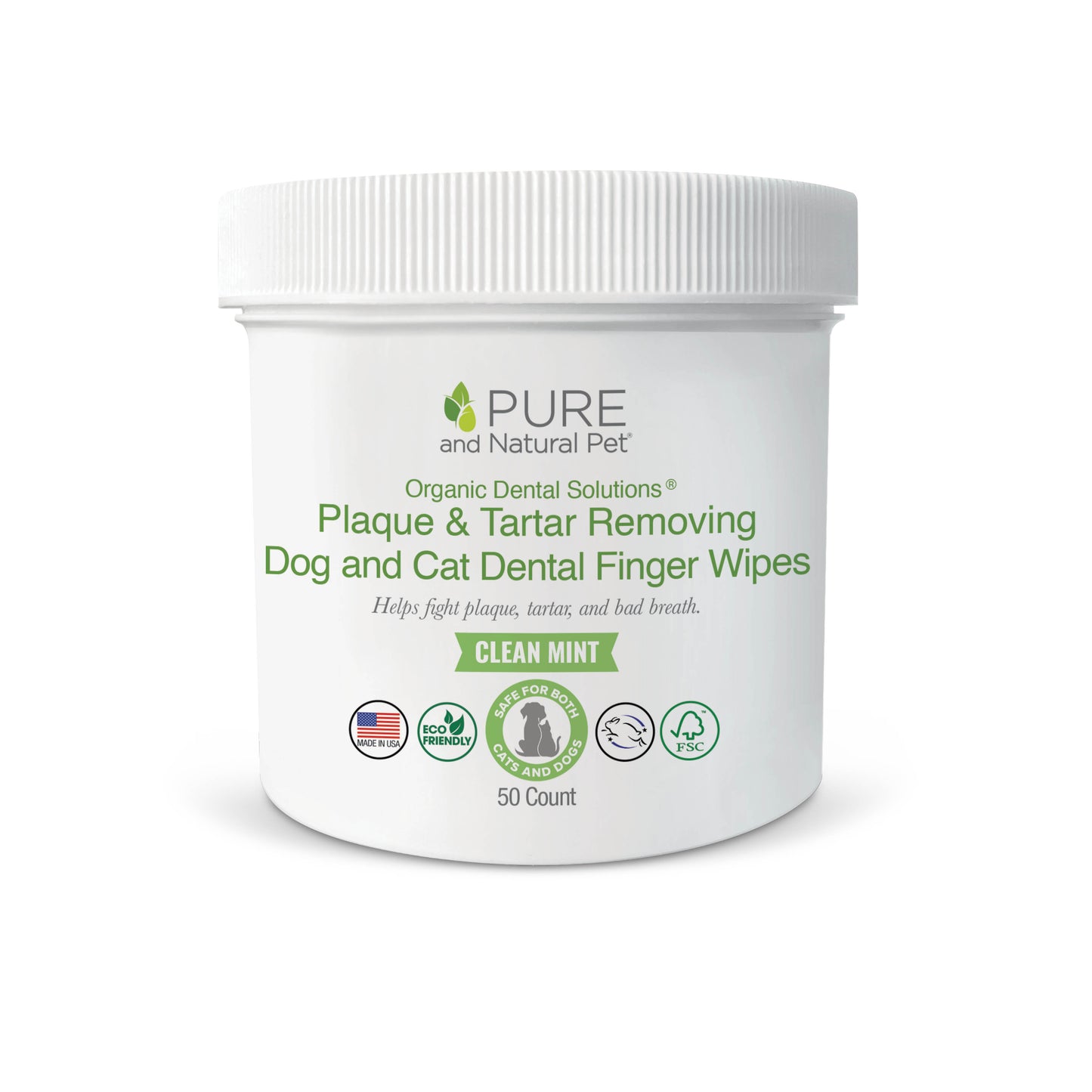 Plaque & Tartar Removing Dental Finger Wipes for Cats & Dogs - Organic Dental Solutions® - Pure and Natural Pet