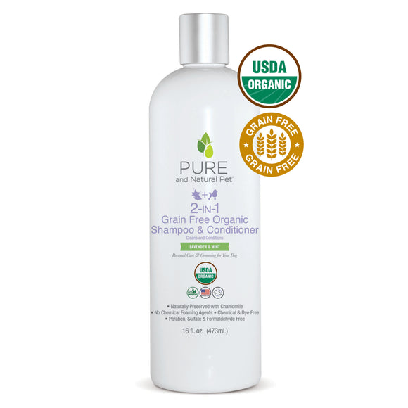 2-In-1 Grain-Free Organic Shampoo & Conditioner (Lavender & Mint) - Pure and Natural Pet