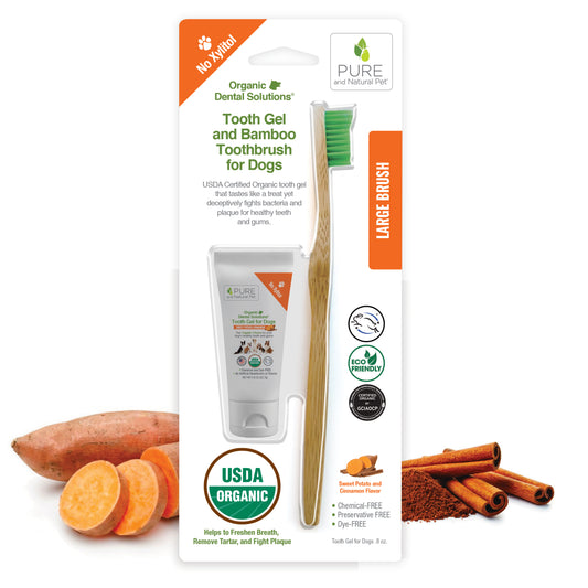 Tooth Gel and Bamboo Toothbrush for Large Dogs - Organic Dental Solutions® - Pure and Natural Pet