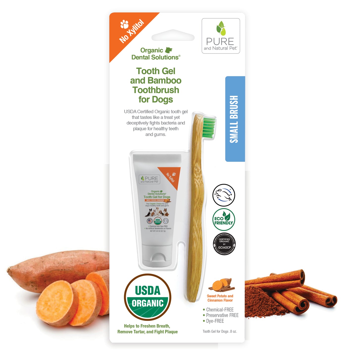 Tooth Gel and Bamboo Toothbrush for Small Dogs - Organic Dental Solutions® - Pure and Natural Pet