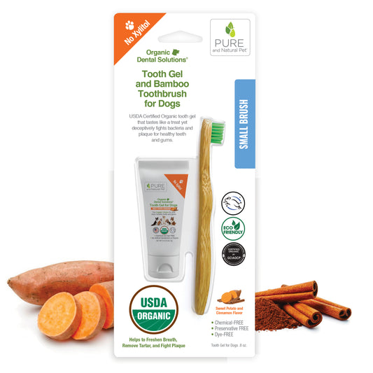 Tooth Gel and Bamboo Toothbrush for Small Dogs - Organic Dental Solutions® - Pure and Natural Pet
