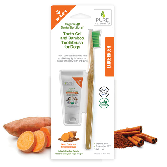 Tooth Gel and Bamboo Toothbrush for Large Dogs - Organic Dental Solutions® - Pure and Natural Pet