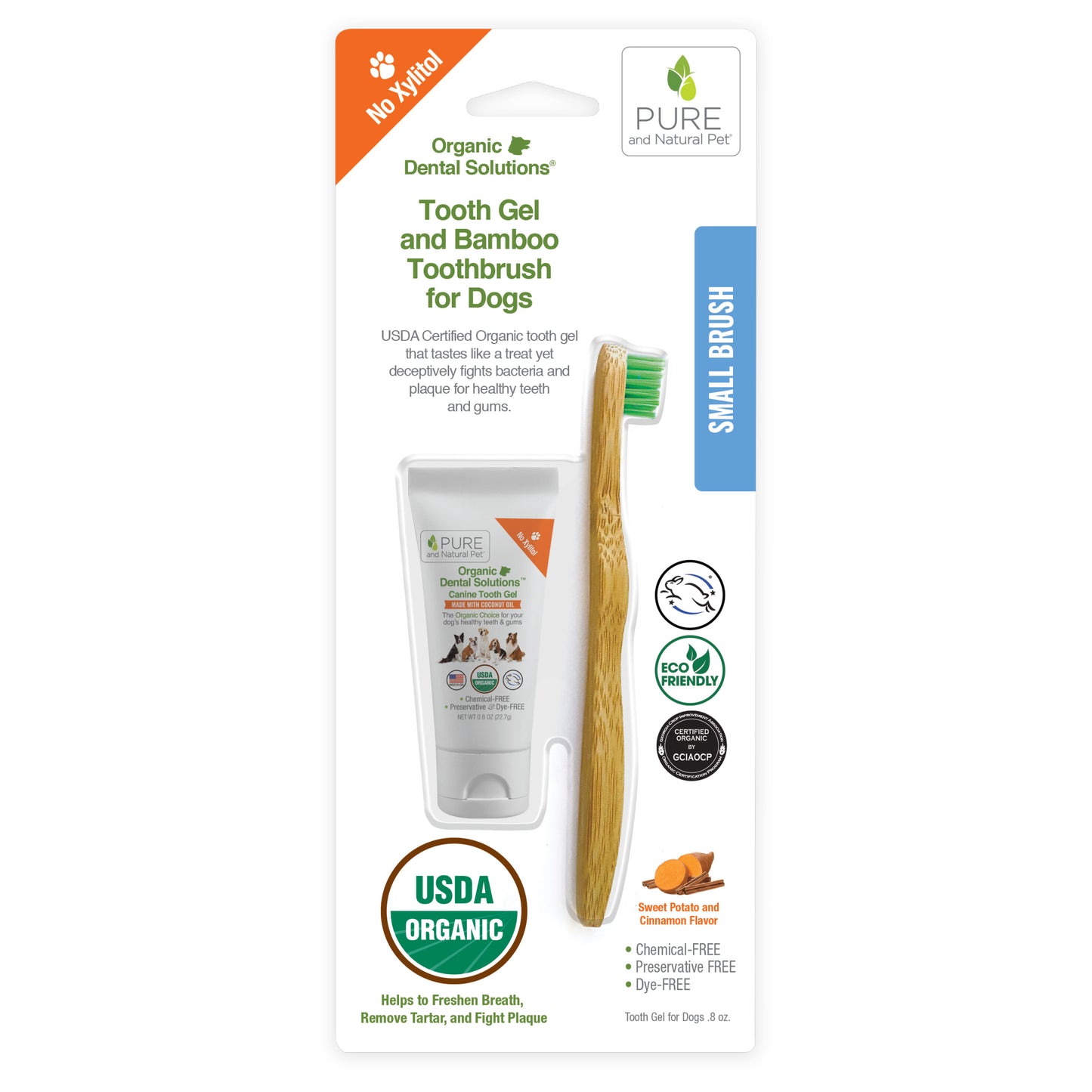 Tooth Gel and Bamboo Toothbrush for Small Dogs - Organic Dental Solutions® - Pure and Natural Pet