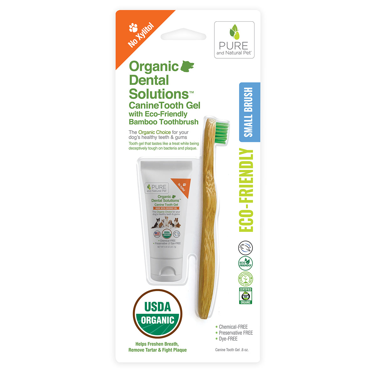 Tooth Gel and Bamboo Toothbrush for Small Dogs - Organic Dental Solutions® - Pure and Natural Pet